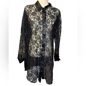 Vtg Victorias Secret Gold Label Sheer Lace Front Whimsigoth Romantic Dress M/L
